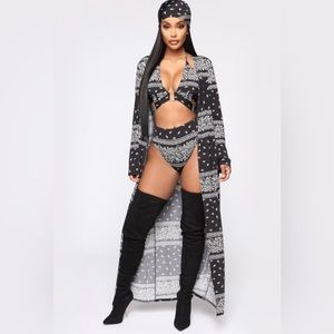 NWT Fashion Nova Bandana Babe 4 piece Sunsuit Set in black